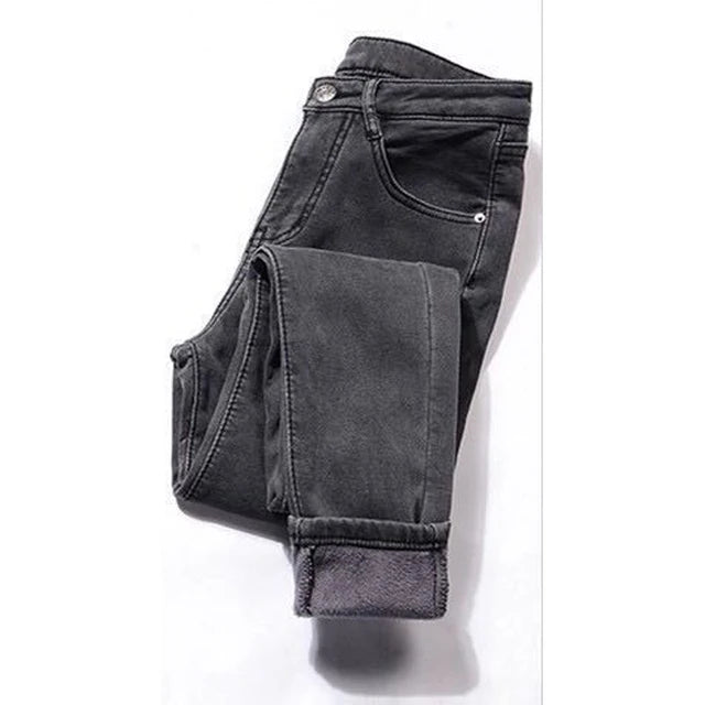Winter  for Women High Waist Jeans Female Trousers Thickened Jeans Plus Size Velvet Thick Warm Push up Mom Jeans Woman