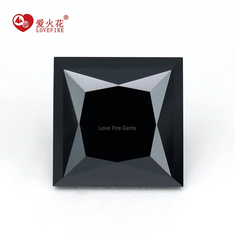 Wuzhou Lab Created Black Moissanite Diamond Princess Cut Moissanite