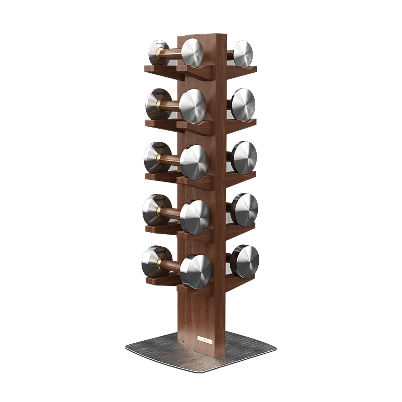 PROIRON Best Selling Christmas Gifts for Father Luxurious Walnut Dumbbell Set Wood Dumbbell with Durable Rack Home Decoration