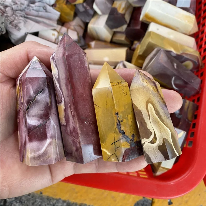 Wholesale Natural Crystal Stone Wand Point Mookaite jasper Tower for Home Decoration