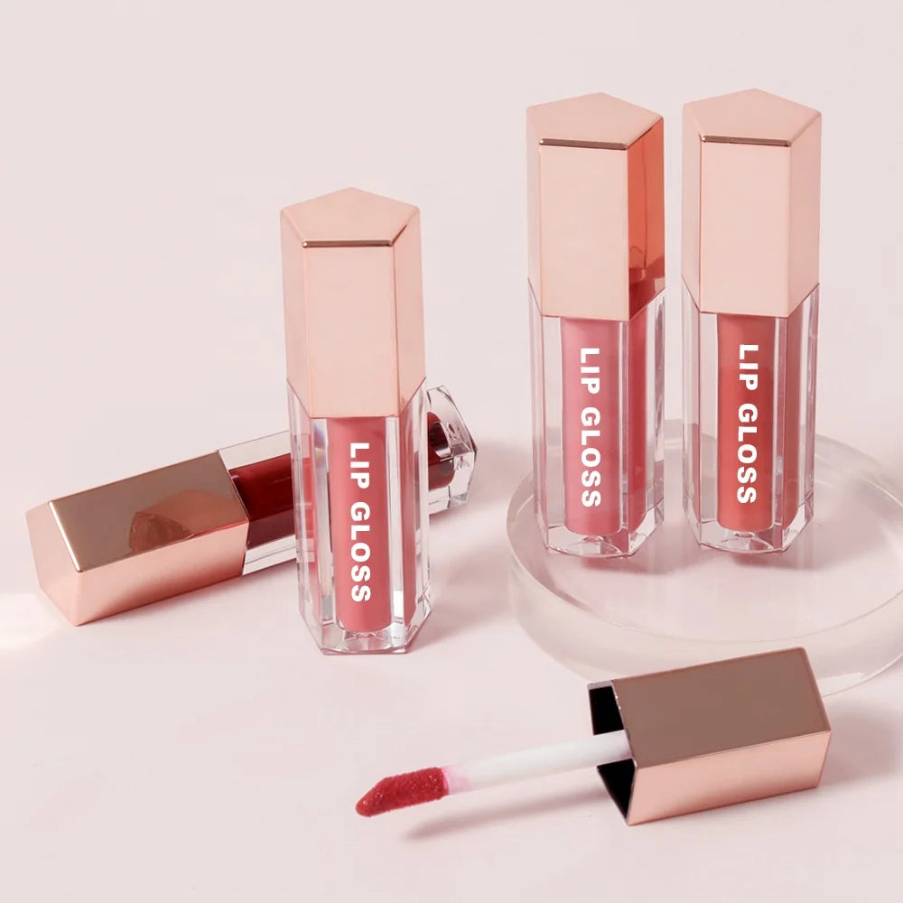 Whole Sale Private Label Custom Clear Lipgloss Lip Plumping Gloss Makeup Long Lasting High Pigments Vegan Glossy Lip Gloss