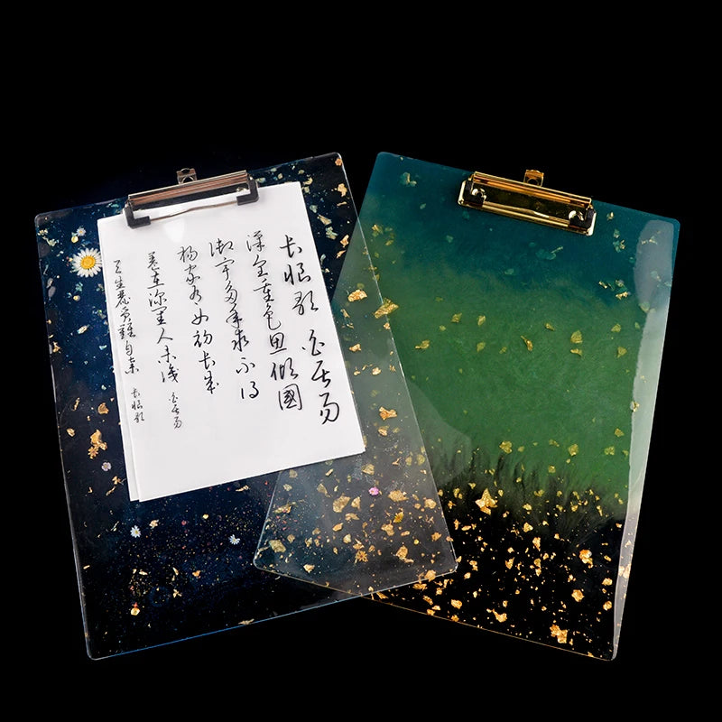Folder Resin Molds Drawing Board Clip Resin Molds Silicone with Gold Handle Long Tail Seal Clamp Handle Metal Clip MegaBDM