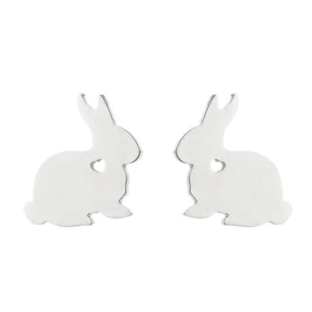 Tiny Rabbit Charm Stainless Steel Stud Earrings Jewelry Earring Women