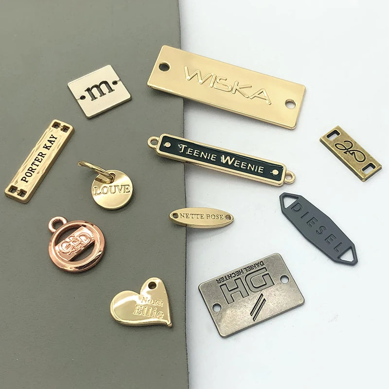 Supplier Wholesale Clothing Accessory Custom Engraved Brand logo Sew Metal  Tag for Garments / Swimwear