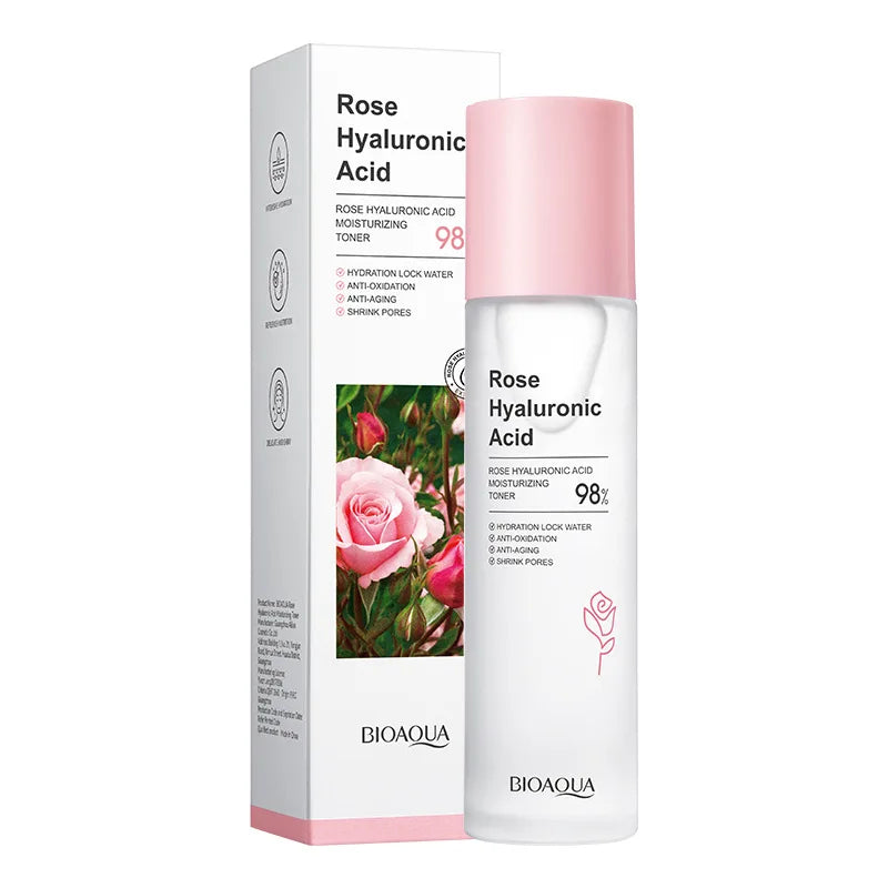 Dry Skin Lightening Mild Rose Hyaluronic Acid Spray Toner with Glycyrrhizin 100ml for Women