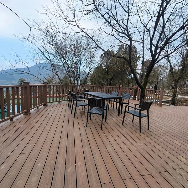 China Hualong HLM-145 Modern Style Co-extrusion WPC Decking Floor Waterproof Click-install Outdoor Swimming Pool Decking Smooth