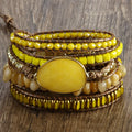 New Fashion Bohemian Red/yellow/blue Natural Stone Women Wrap Bracelet