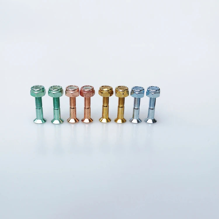 1" Inch Allen Head Skateboard Hardware Set with Bolts Nuts-High Speed 8-Piece Rose Gold/Blue/Green Colors for Professional Use