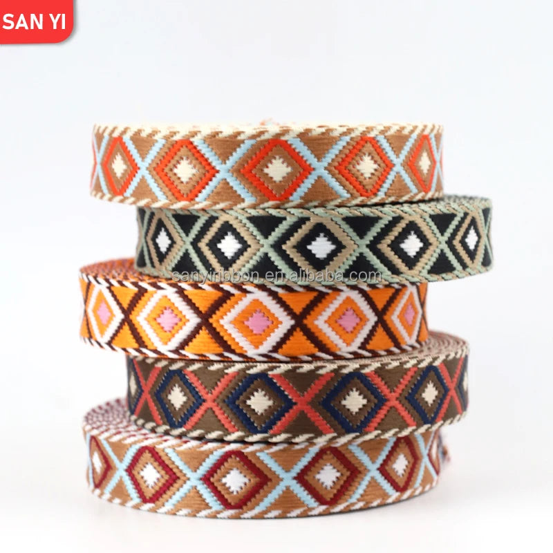 Hot Sale Custom 25mm Polyester Jacquard Webbing New Musical Instrument Laced Clothing Featuring Woven Shoes Home Textile