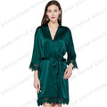 FUNG 3031 European and American Women's Fashion Silk Satin Lace-up Breathable Soft Sleep Robe and Bathrobe Sleep Gown