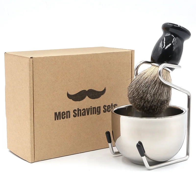 Factory Price 3pcs Shaving Brush Set Badger Hair Beard Soap Foaming Gift Set