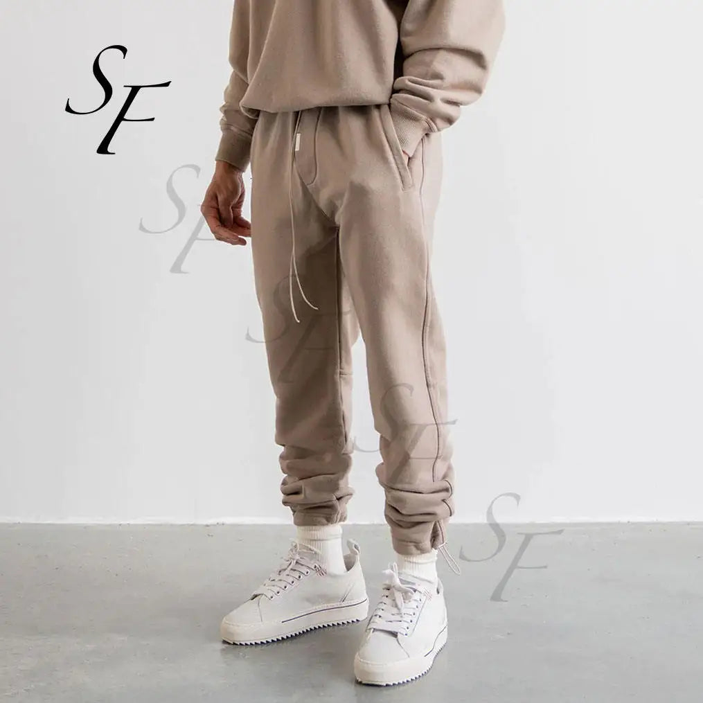 Custom Logo Embroidered Cotton Men Blank Puff Print Trackpants Oversized Joggers Multi Pockets Pants for Men