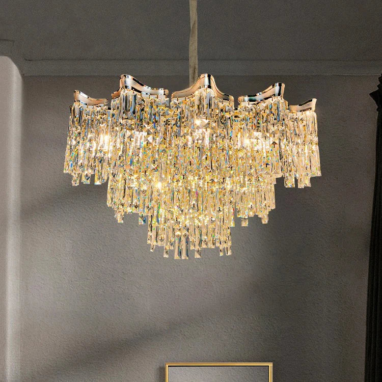 French Lustre Luxury Tassel Crystal Chandelier Living Room Light Atmospheric Postmodern Dining Room Light Bedroom Light