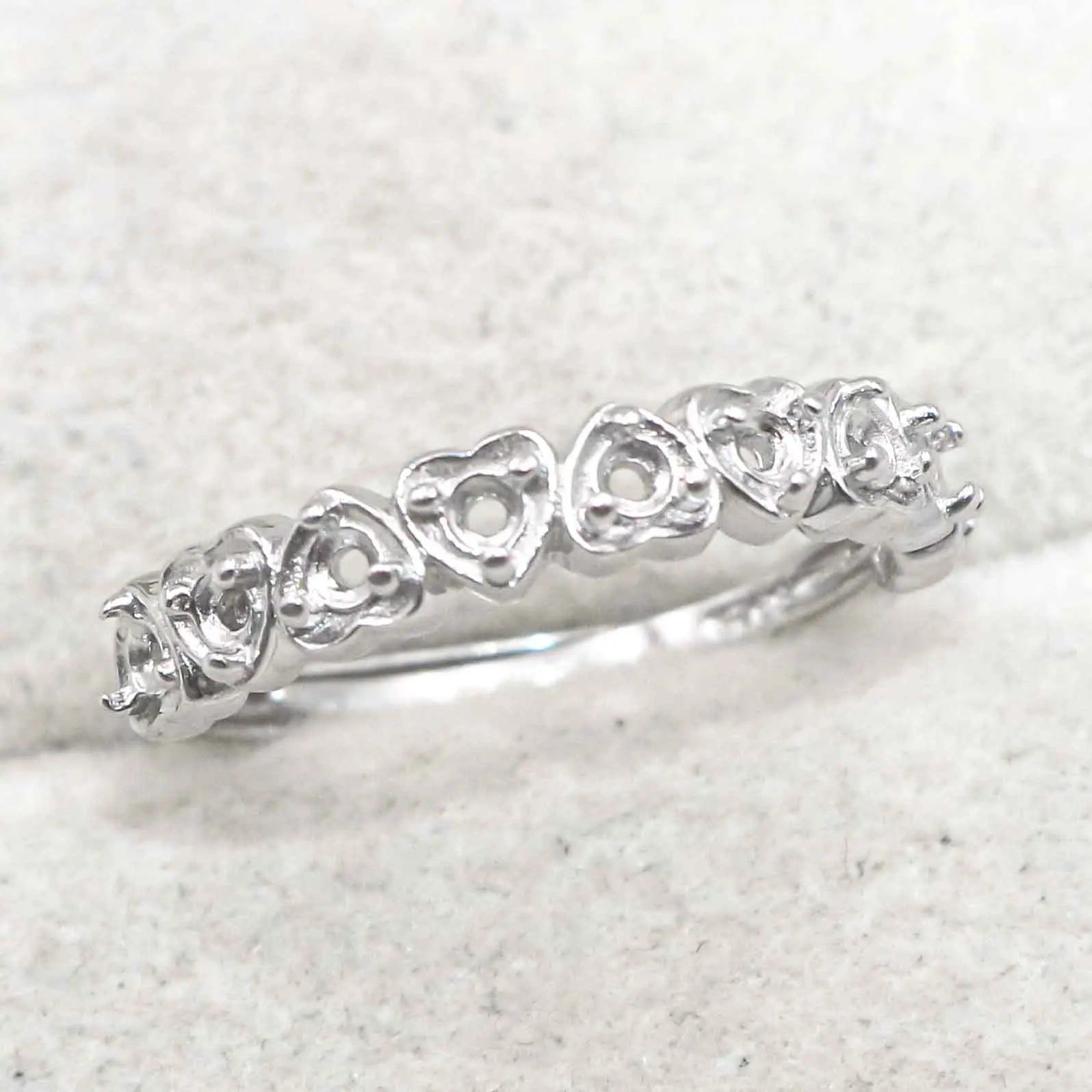 Sterling Silver 2*2mm Semi Mount Ring Empty Frame Blank Support Claw Setting S925 Base Holder Without Center Stone for Inlay DIY