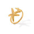 J&D 18K PVD Stainless Steel Gold Plated Cute Starfish Animal Rings Geometric Ring for Women