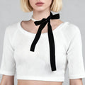 Rope Chain Lace up Bow Knot with Pearl Beads Choker Necklaces for Women Trendy Ladies Elegant Collar Accessories Fashion Jewelry