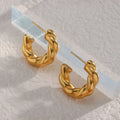 Dreamshow Jewelry Chunky Solid Twisted Earring Gold Plated Stainless Steel Hoop Earrings 18k Gold Plated