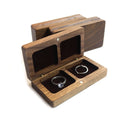 Rectangle Black Walnut Wood Engagement Double Ring Box for Wedding