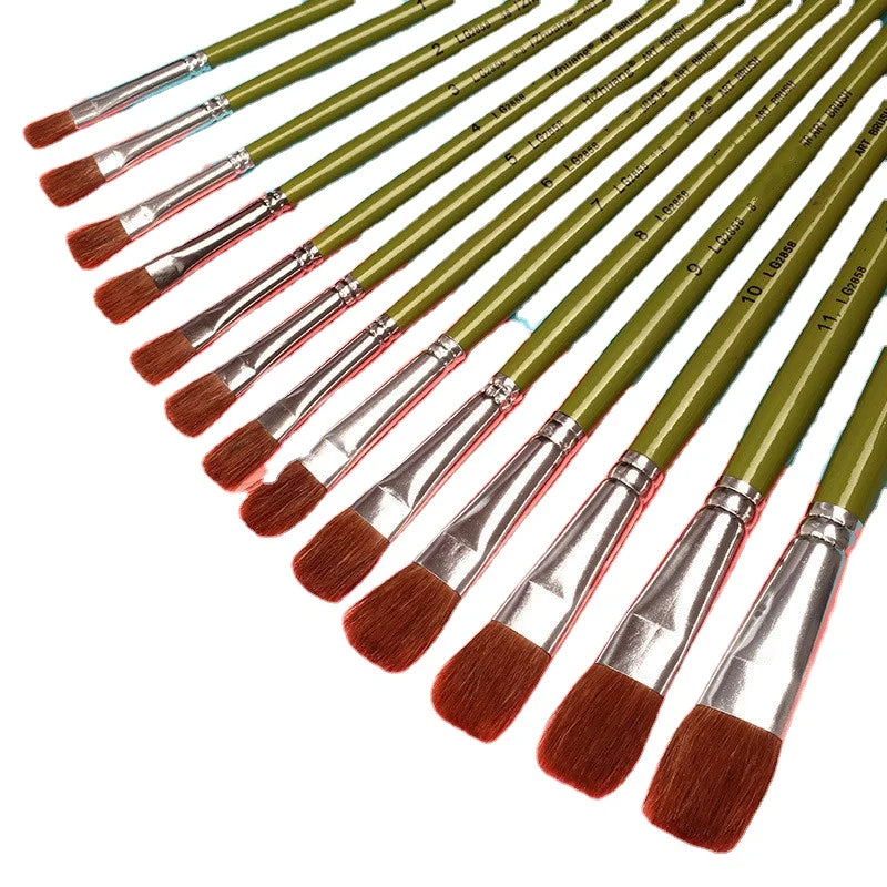 Wolf Hair Gouache Watercolor Oil Acrylic Paint Brushes with Paint Set Artist Paint Brush
