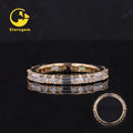 Starsgem Luxury Ring 14K Solid Gold Emerald Shape & Round Moissanite Wedding Rings Jewelry