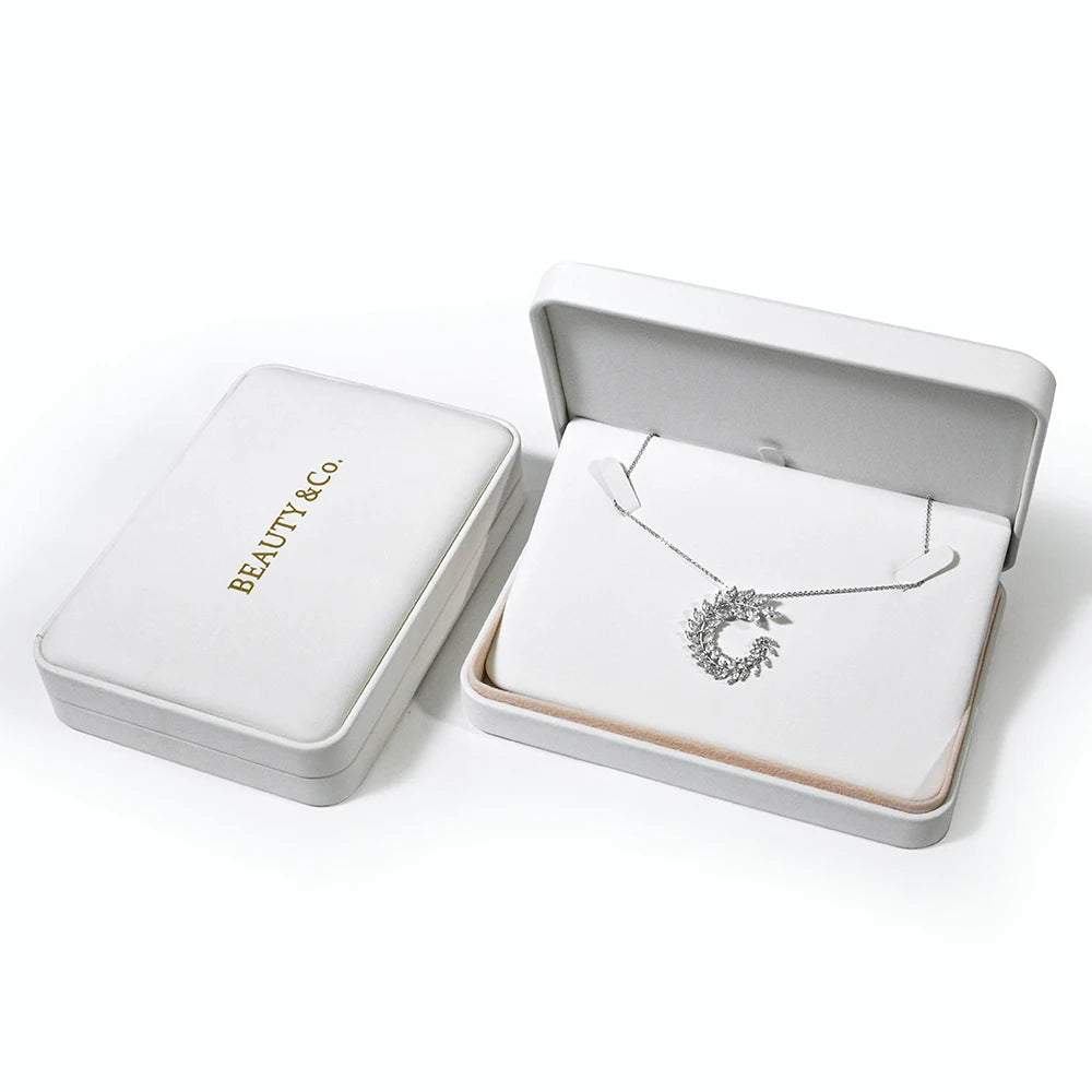 Custom High End Eco-friendly PU Leather Square Necklace Box Green Black White Color Scheme Luxury Big Size Jewelry Packaging