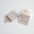 Embroidered Grey Suede Super Fiber Jewelry Bag Luxury Mini Gift Pouch for Earrings and Rings Emboss Printing