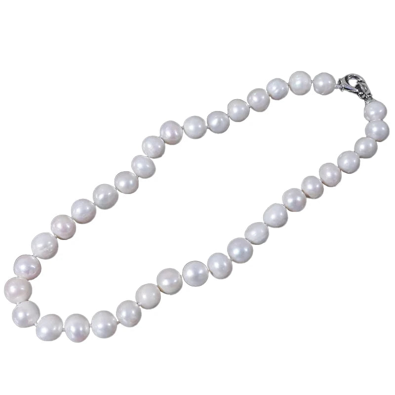 Wholesale Natural Freshwater Pearl Necklace 9-10mm Fashion Jewelry Necklace S925 Silver Women's Jewelry