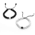 8mm Natural White Howlite Lave Stone Beaded Bracelet for Men and Women Adjustable Cord Distance Couple's Design