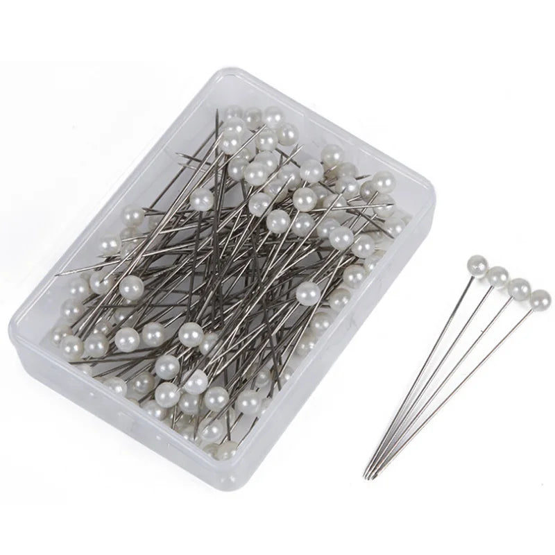 100Pcs Ball Head Pins Round Pearl Wedding Hijab Pin Corsage Boutonniere Flower Decoration Bouquet Pins With Box Packing