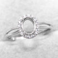 Sterling Silver 5*7/6*8/7*9/8*10/9*11/10*12mm Semi Mount Ring Empty Blank Support S925 Base Hole Without Center Stone DIY Inlay