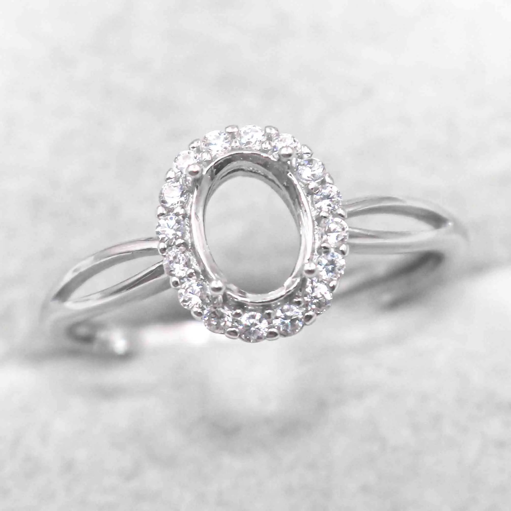 Sterling Silver 5*7/6*8/7*9/8*10/9*11/10*12mm Semi Mount Ring Empty Blank Support S925 Base Hole Without Center Stone DIY Inlay