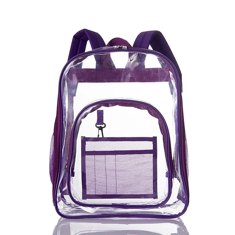 Factory Price Clear Backpack Large Capacity PVC Waterproof Transparent Adult Male Female See Through Backpacks