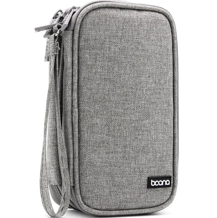 Wholesale Multifunctional Small Electronic Accessories Organizer Bag Polyester 2 Layer USB Disk Charging Cabel Storage Bag