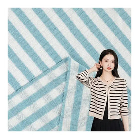 Medium Weight Doris Spandex/Polyester Stretch Yarn Dyed Rib Knitted Fabric Breathable Wrinkle Resistant for Sportswear T-Shirts