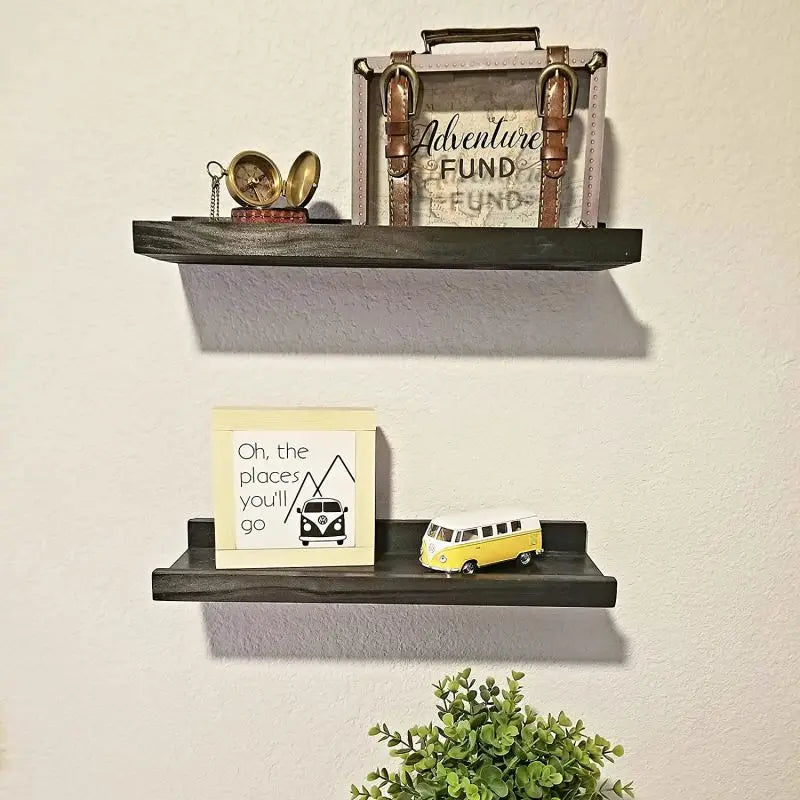 E1 MDF 14 Inch Wall Shelf White Wooden Black Floating Corner Shelves