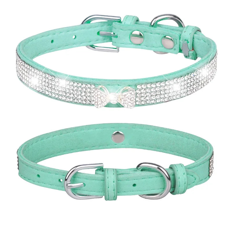 Wholesale Stocked Soft Velvet Rhinestone Necklace Adjustable Puppy Pet Cat Dog Collar