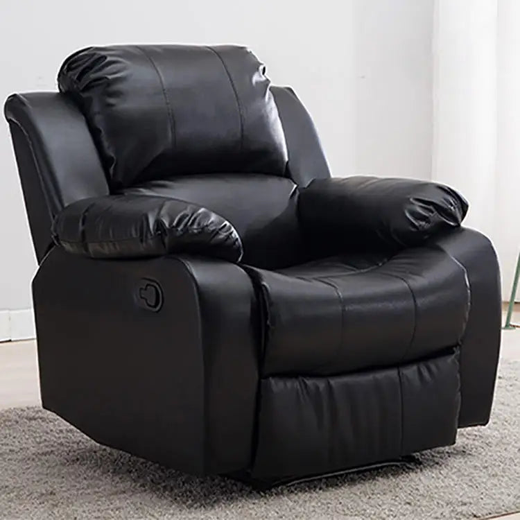 Leather Cinema Living Room Manual Vibration Swivel Recliner Manual Sofa Chair Power Reclining Single Sofa