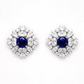 925 Silver Plated Sapphire Platinum White Synthetic Zircon Halo Earrings Trendy Geometric Design for Weddings Parties Gifts