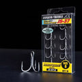 JK High Carbon Steel 3X Strong Treble Overturned Hooks Round Bend Fishing Tackle for Sea Fishing in River and Stream