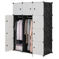 Factory Wholesale 12 Cubic Portable Plastic Wardrobe Modern Black with White Door Living Room Hanging Closet Cabinet Lockable