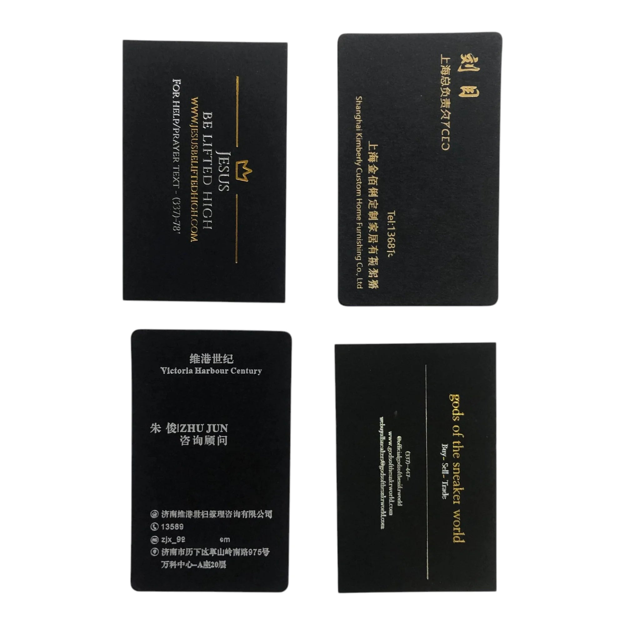 Custom Luxury Black Business Card with Gold Foil Stamping Embossed Corporate Marketing Visiting Card Printing