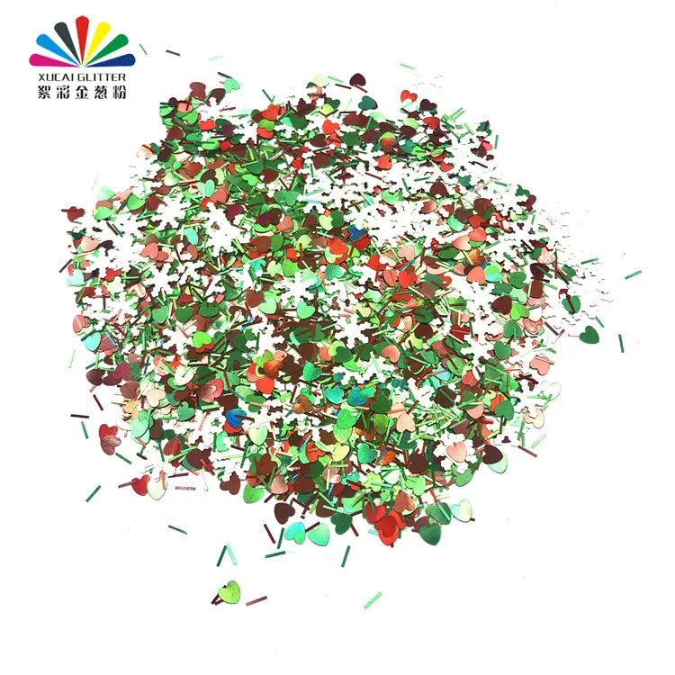 Xucai 1KG Bulk Polyester Glitter Fine Glitter Crafts Festivals Fast Delivery Chunky Sequins Christmas Promotional Party Supplies