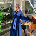 Dubai Abaya 2024 High Neckline Recycled Modest Abaya Dress Elegant Casual Solid Color New Ethnic Long Sleeved Muslim Dress