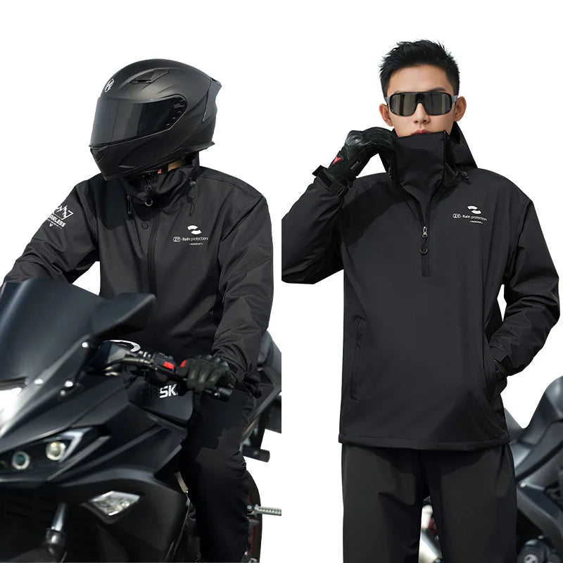 Universal Motorcycle Raincoat Set Windproof Waterproof Pongee Modern Rain Jacket & Pants for Outdoor Camping & Fishing Men Women