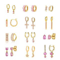 Gaby New pink Earrings Cartilage Studs pink Gold Cross Moon Star Ear Hoop Earrings Helix Wholesale Piercing Jewelry