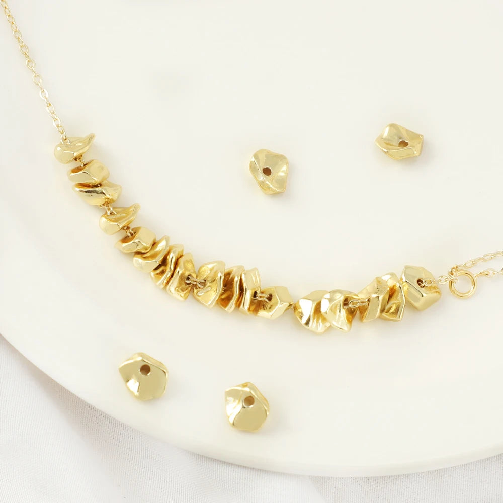 Brass 18k Gold Plated Bead Irregular Shape Bead Alien Beads for Jewelry Making