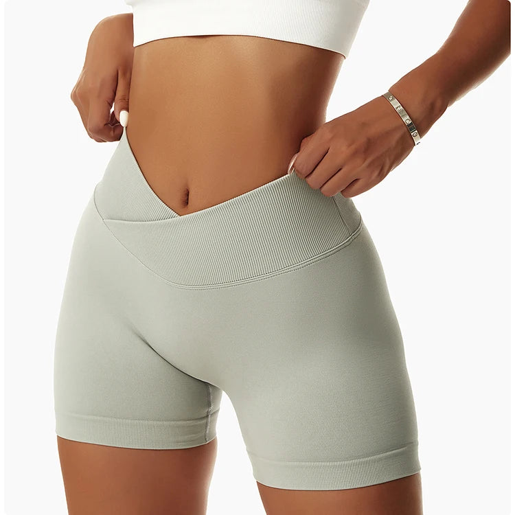 Fashion v Cut Waist Custom logo Scrunch Butt Shorts Workout Seamless Gym Shorts for Women