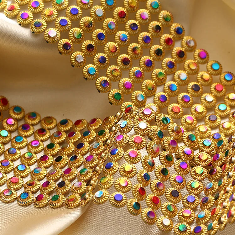 Custom Rhinestone Flower Lace Trim Ethnic Beaded Luxury Sequin Laces for Women Clothing Garment