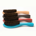 BOOMHME Brush Wholesale Factory Directly Beech Wood Natural Boar Bristle Wave Hair 360 Curved Beard Brush for Men Grooming