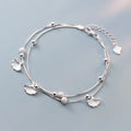 925 Sterling Silver Small Round Ball Double Layered Chain Bracelet Dainty Gingko Leaf Charm Bracelets Fine Jewelry for Women
